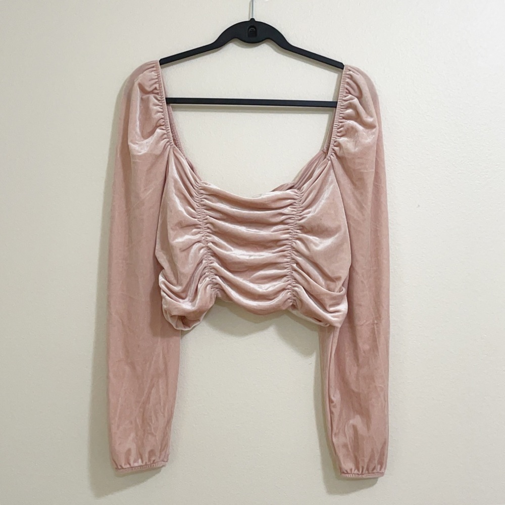 H&M ruched crushed velvet crop top